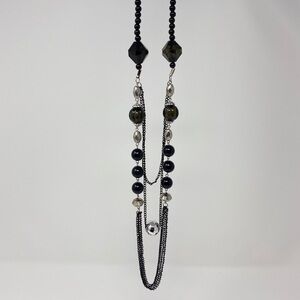 Multi-strand bead and chain necklace